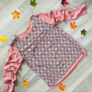 Scoop Neck Floral Front Sweater - Pink